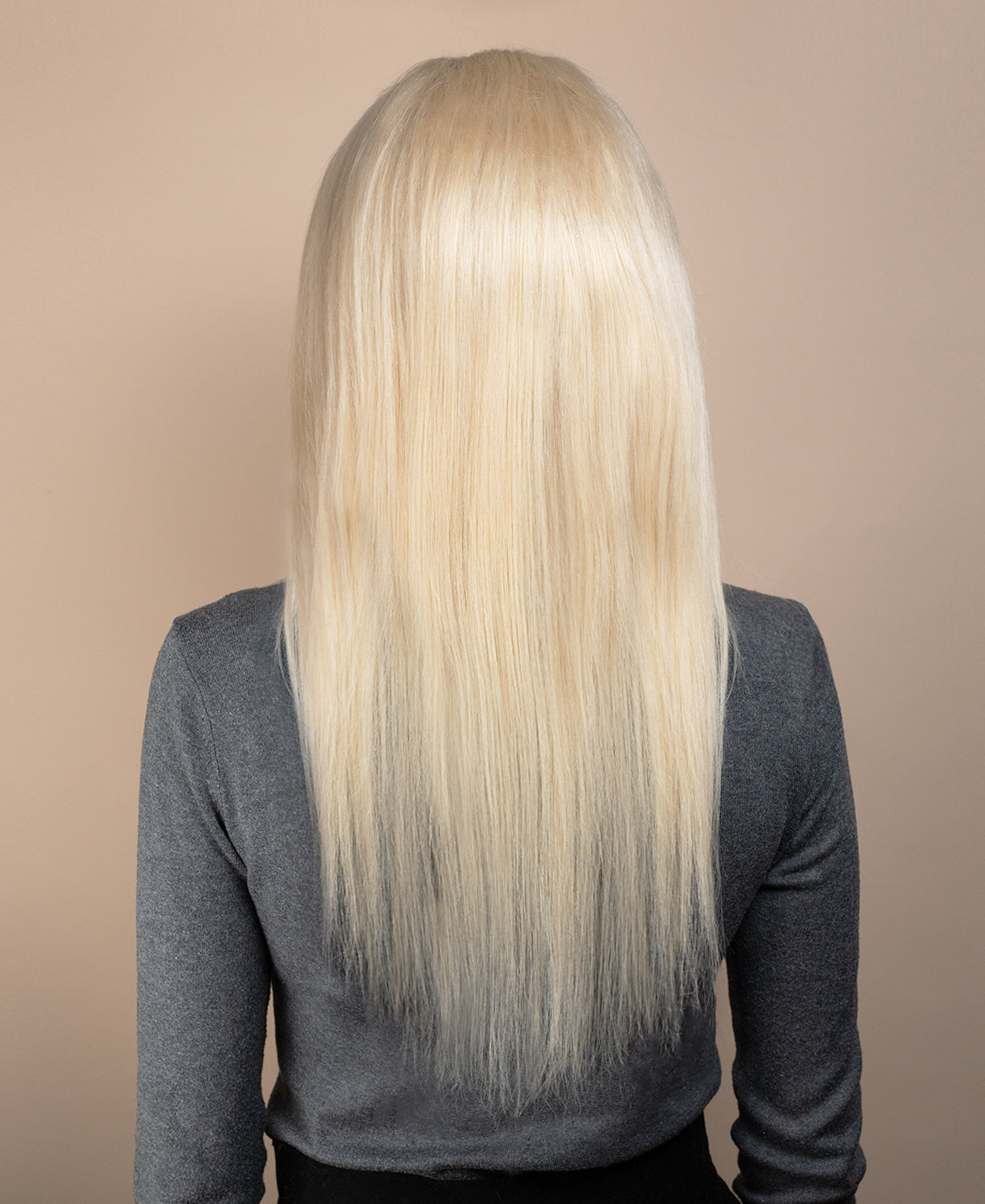 Gro8Hair| Pune-o și pleacă| fără lipici - perucă premium din 100% păr uman natural -  culoare blond, 45 cm lungime
