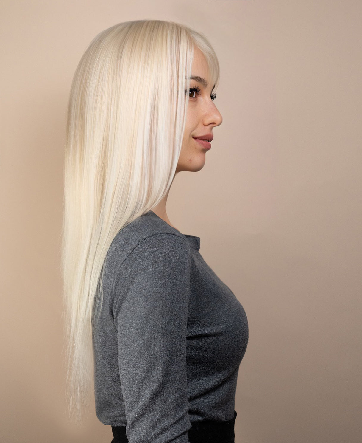Gro8Hair| Pune-o și pleacă| fără lipici - perucă premium din 100% păr uman natural -  culoare blond, 45 cm lungime
